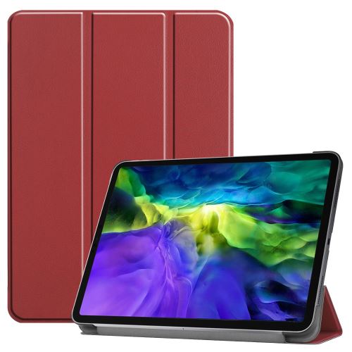 Etui en PU + TPU style simple avec support tri-pliure rouge vin pour votre Apple iPad Pro 11 pouces (2020)