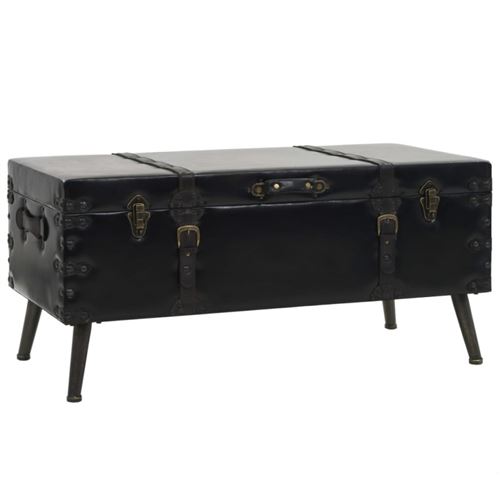 Vidaxl Noir Table Basse Mdf Et Acier 102 X 51 X 48 Cm