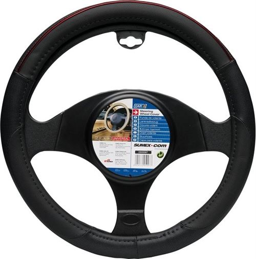 Car Plus Couvre volant en Color-line en Color-line universel PVC noir 37-39 cm