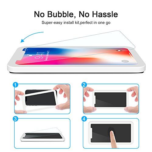 OMOTON [2 Pièces] Film iPhone XS Verre Trempé, [9H Dureté] [Ultra Clair] [Kit d'installation Offert] Protecteur D'écran iPhone X/iPhone XS Résiste aux Rayures