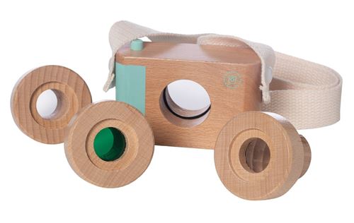 Manhattan Toy caméra jouet 9 cm bois clair 4 pièces
