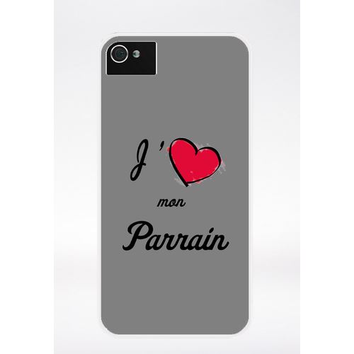 Coque J'aime Mon Parrain Gris Compatible Iphone 4 Transparent