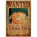 0 90 Sur One Piece Poster Wanted Zoro 51 X 36 Cm Autocollants Muraux Top Prix Fnac