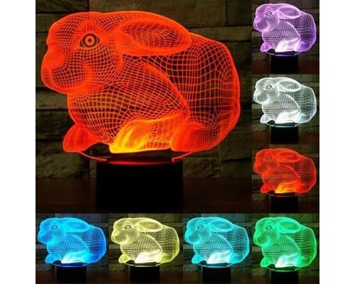 Lampe LED Forme Lapin Luminaire Illusion 3D 7 Couleurs Tactile - YONIS