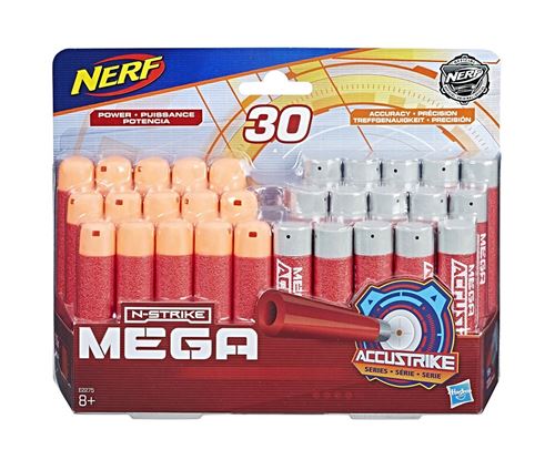 Nerf : 30 fléchettes en mousse MEGA Accustrike pour Nerf N-Strike
