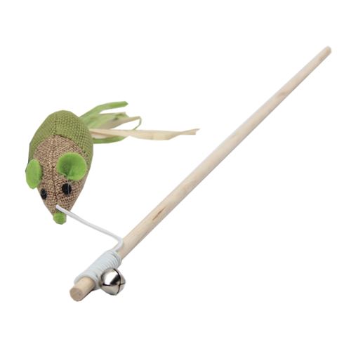 Comparer les prix de canne a peche souris pour chat 100% polyester + canne en bois l40cm