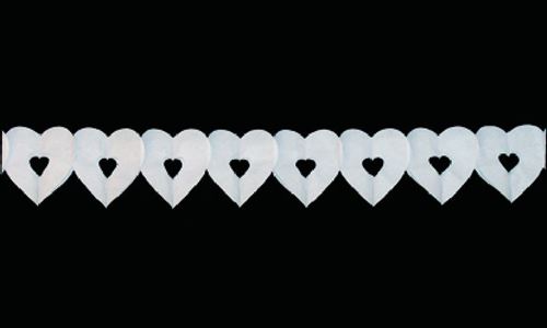 Guirlande de coeur petit 6m. blanc 5 pièces