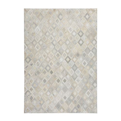 Paris Prix Gris Tapis En Cuir Effet Métallique "Spark" & Argent 120 X 170 Cm