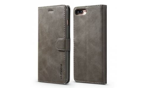 Etui type portefeuille pour iPhone-7-Plus coloris gris gamme LC.IMEEKE