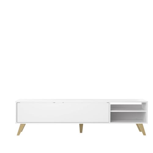 Meuble TV PRISM avec abattant - blanc TEMAHOME