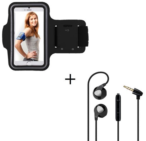 Pack Sport pour ASUS ZenFone Live Smartphone (Brassard de Sport + Ecouteurs Plat avec micro) Courir T5 (ROSE)