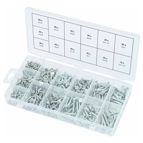 KSTools 970.0430 Assortiment de Vis Autotaraudeuses Bois 550 Pcs
