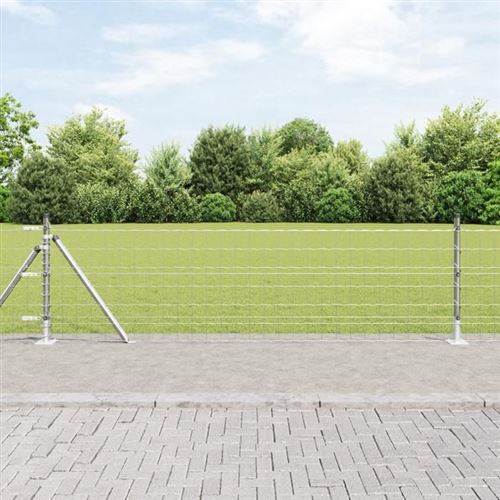 Vidaxl Argent Clôture Euro Extérieure Avec Base En Béton 25 X 0,4 M É - Image 3