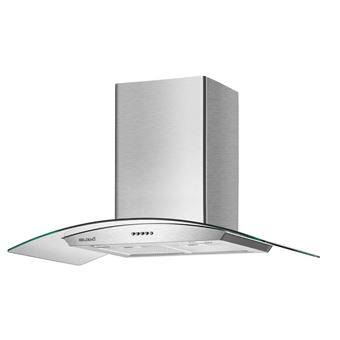 hotte decorative murale 90 cm - verre et inox - 559 m3 - 200w - 60db - 1