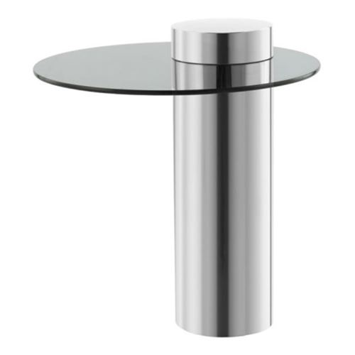 Kayoom Beistelltisch "Ontario 125, Runde Glasplatte aus Sicherheitsglas, 100% Edelstahl" 1 Stk. tlg. Minimalistisches Design, Säulengestell, pflegeleicht