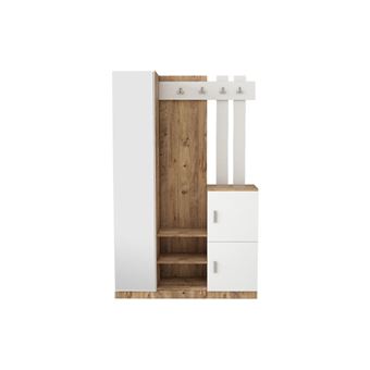 Thea - meuble d'entrée - bois et blanc - 135 cm - style scandinave