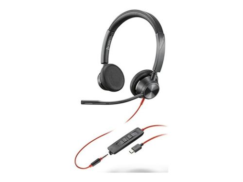 Poly Blackwire 3325 - Blackwire 3300 Series - Micro-Casque - Sur-Oreille - Filaire - Jack 3,5Mm, Usb-C - Noir - Certifié Pour Microsoft Teams, Certifié Uc