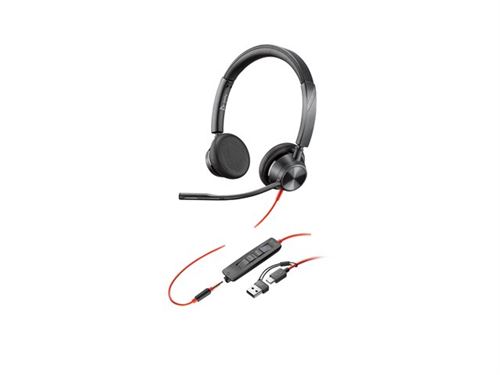 HP Poly Blackwire 3325 - Blackwire 3300 Series - Micro-Casque - Sur-Oreille - Filaire - Jack 3,5Mm, Usb-C - Noir - Certifié Pour Microsoft Teams, Certifié Uc