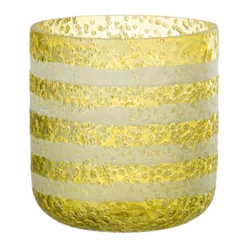 Non Communiqué Jaune Photophore Design En Verre "Lignes" 15Cm