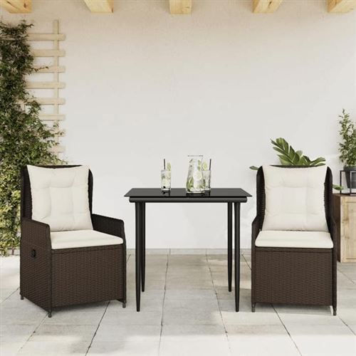 Vidaxl Ensemble À Manger 3 Pcs Avec Coussins - Résine Tressée - Image 2