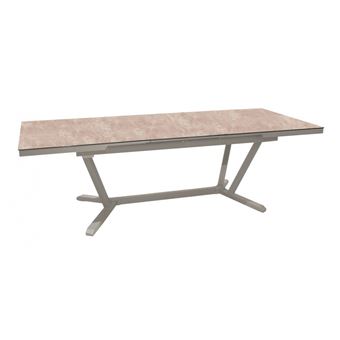 Table Extérieure Aluminium Plateau Lattes Alice 180 Cm - 8 Personnes