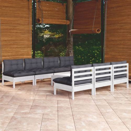 Non Communiqué Blanc Salon De Jardin Modulable Vidaxl Bois Gris 8 Pieces X 63.5 X 62.5 8 Personnes