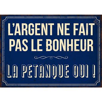 Plaque métal vintage pétanque avec prénom personnalisé, décoration