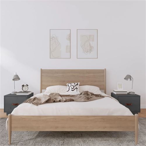 Non Communiqué Gris Vidaxl Tables De Chevet 2 Pcs 40X34x35 Cm Bois De Pin Massif818290