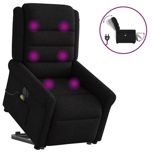 Non Communiqué Noir Vidaxl Fauteuil De Relaxation, Massage, Inclinable Électrique Réglable Tissu