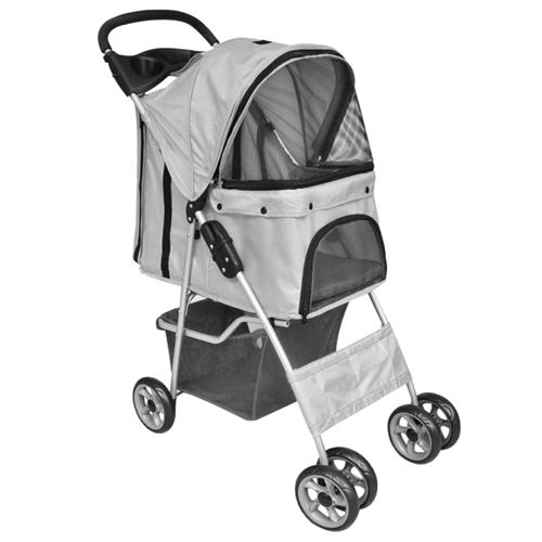 Vidaxl Gris Poussette Pliable Chiens/Chats - Image 3