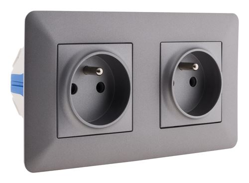 Zenitech - Double prise affleurante Artezo 2P+T + boîte - titanium
