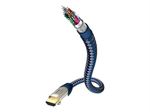 in-akustik Premium High Speed HDMI Cable With Ethernet - Câble HDMI avec Ethernet - HDMI mâle pour HDMI mâle - 2 m - triple blindage - bleu, argent - support 4K