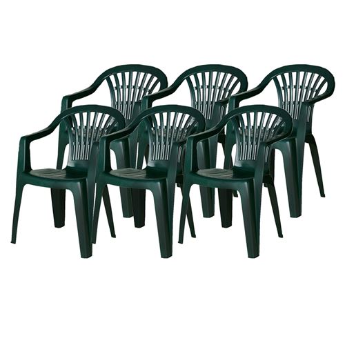 Lot de 6 chaise de jardin empilable en résine-Longueur 57 x Profondeur 57 x Hauteur 80 cm