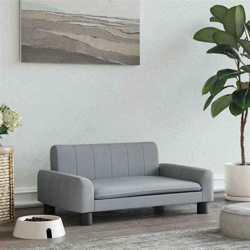vidaXL Lit pour Chien, Canapé pour Animaux de Compagnie avec Cadre en Bois, Panier pour Chiots Maison Intérieur, Gris Clair 70x45x30 cm Tissu