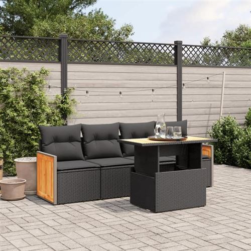 Non Communiqué Noir Vidaxl Salon De Jardin Avec Coussins 5 Pcs, Canapés De Terrasse, Ensemble De Meubles De Patio, Mobilier D'extérieur, 3273834