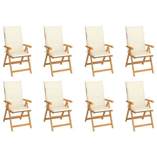 Non Communiqué Marron Vidaxl Lot De 8 Chaises Inclinables De Jardin Avec Coussins, Sièges De Terrasse, Chaises De Salle À Manger, Meubles De Patio 3072543