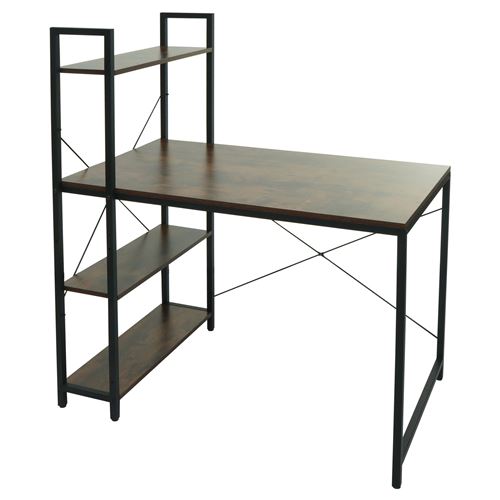 Non Communiqué Brun Bureau Avec Étagère Mendler Hwc-K81 100X60cm Métal Mdf - Image 1