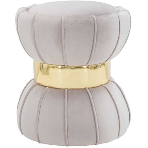 Non Communiqué Gris Pouf En Tissu Et Métal Flower 40 X 44 Cm