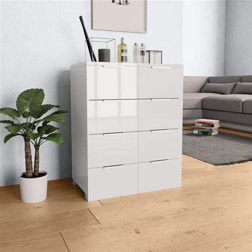 vidaXL Buffet Blanc brillant 60x35x80 cm Aggloméré