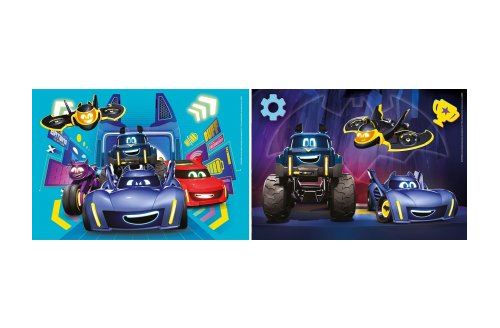 Puzzles enfant 2 x 60 pieces - batweels  les super heros vehicules en action - nouveaute - set puzzle supercolor + carte