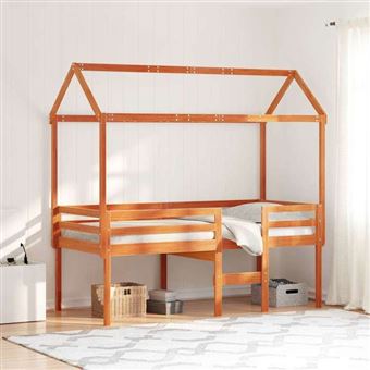 vidaXL Lit haut sans matelas cire marron 90x190 cm bois de pin massif - 1