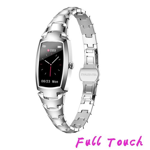 RUMOCOVO Bracelet connecté H1 Fashion pour femmes, montre intelligente moniteur de fréquence cardiaque,4108 - H8pro Argent