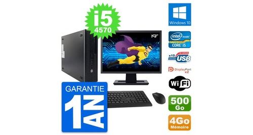 PC De Bureau HP PC HP 600 G1 Sff Ecran 19" Intel i5-4570 Ram 4Go Disque 500Go Windows 10 WiFi