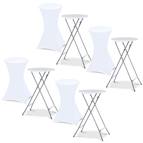 Non Communiqué Blanc Lot De 4 Tables Hautes Pliantes 105 Cm Et 4 Housses Hes
