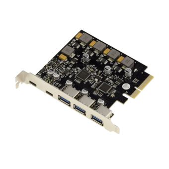 Carte PCIe 5 Ports USB 3.1 – 10 Gb/s – 3x USB-A + 2x USB-C (auto-alimenté)
