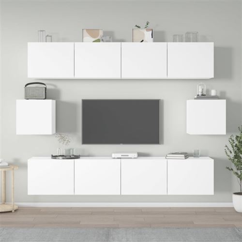 Non Communiqué Blanc Ensemble De Meubles Tv 6 Pcs Bois D Ingénierie