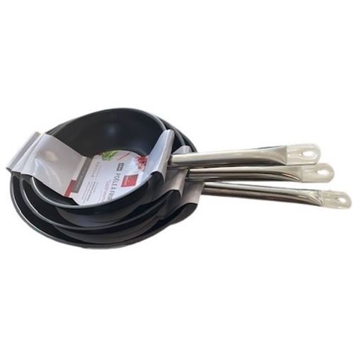 Baumalu Lot De 3 Poeles - Gastronomie - 20 / 24 / 28 Cm - Acier Inoxydable - Image 3