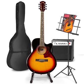 32€94 sur MAX ShowKit guitare électrique acoustique avec guitare et pupitre  - Sunburst, idéal pour débuter la guitare, Guitare folk, Top Prix