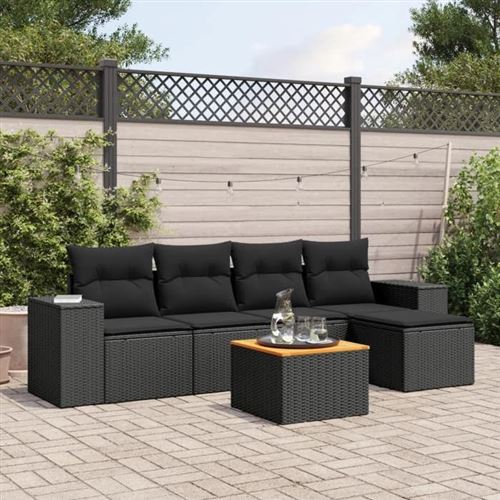 VIDAXL  Salon de jardin avec coussins - Noir
