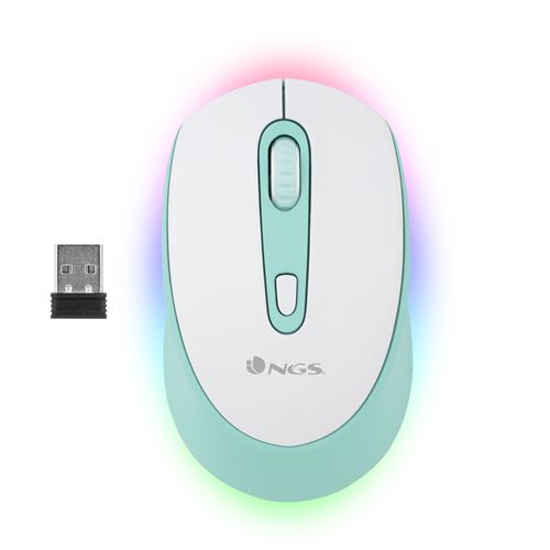 NGS Smog Mint-RB - Souris - droitiers et gauchers - optique - 4 boutons - sans fil - 2.4 GHz Bluetooth 3.0 Bluetooth 5.0 - récepteur sans fil USB - vert